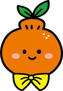 초록 잎이 달린 주황 감귤 모양의 테디규리 캐릭터 얼굴